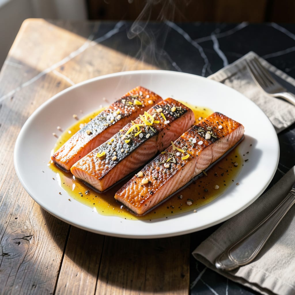 Complete sockeye salmon recipe pan overview image