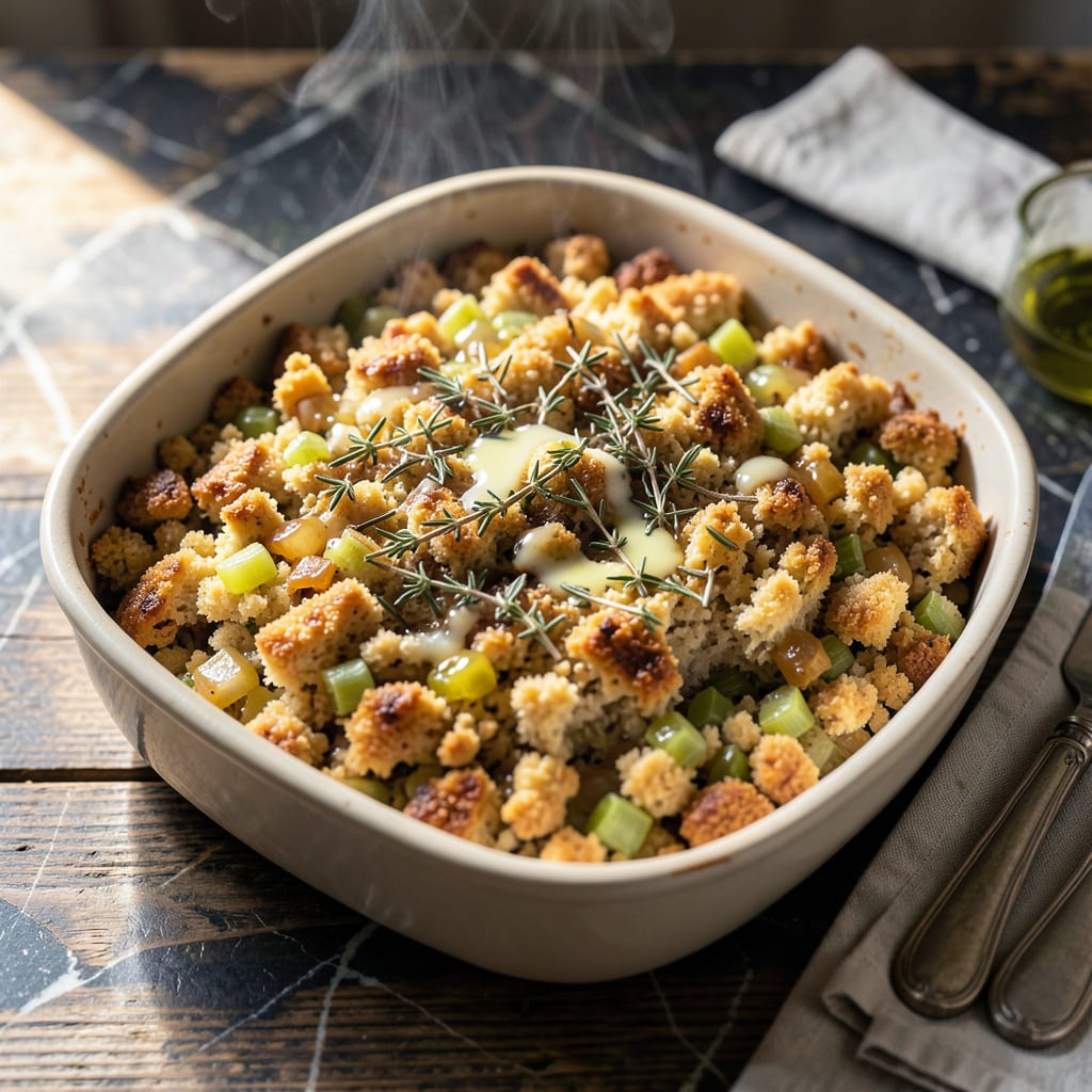Southern Living Cornbread Dressing Recipe With Pepperidge Farm: Savory Herb Infused Holiday Classic illustration with key details