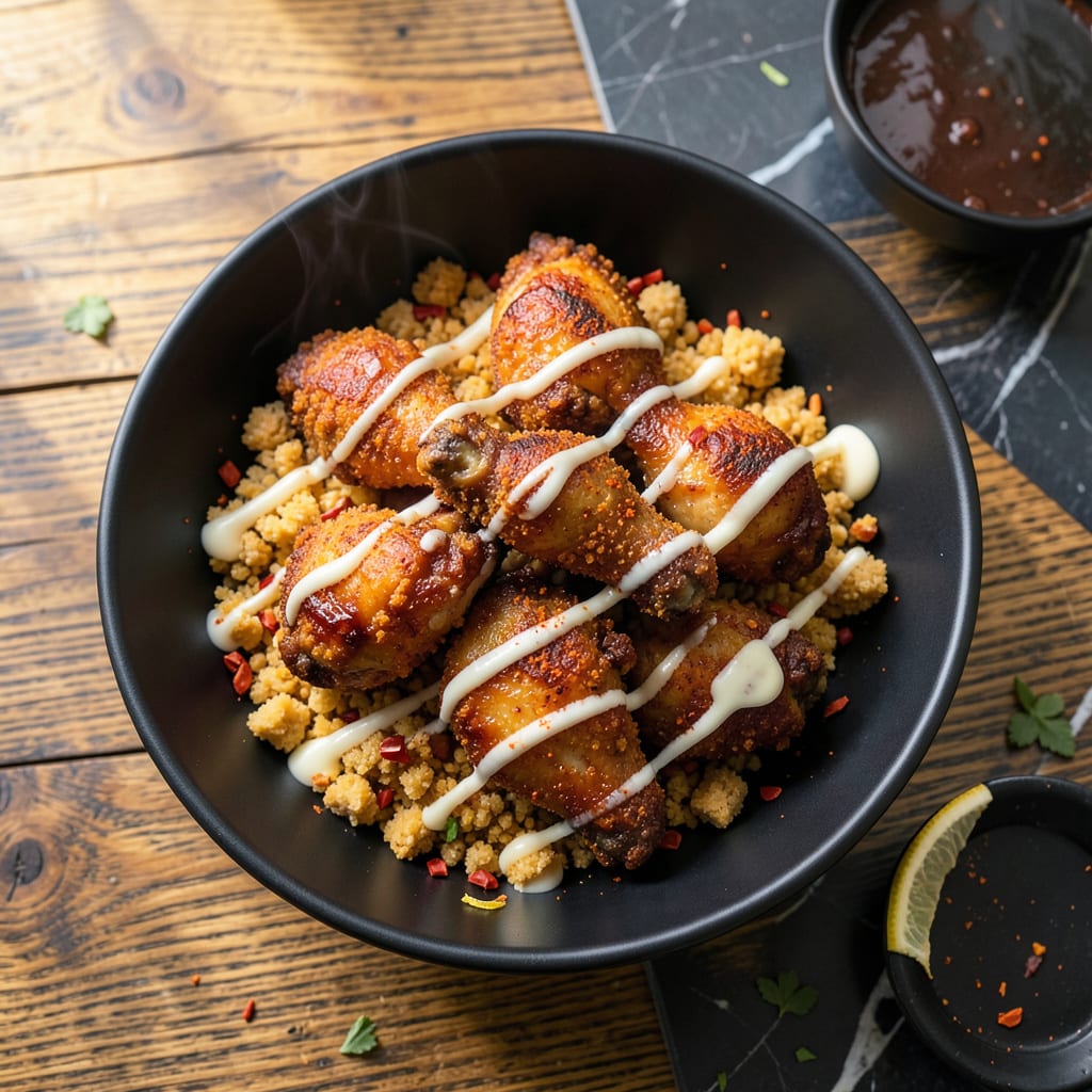 Visual representation of Spicy Crispy Fried Chicken Recipe: Double Coated Crunch with a Fiery Kick