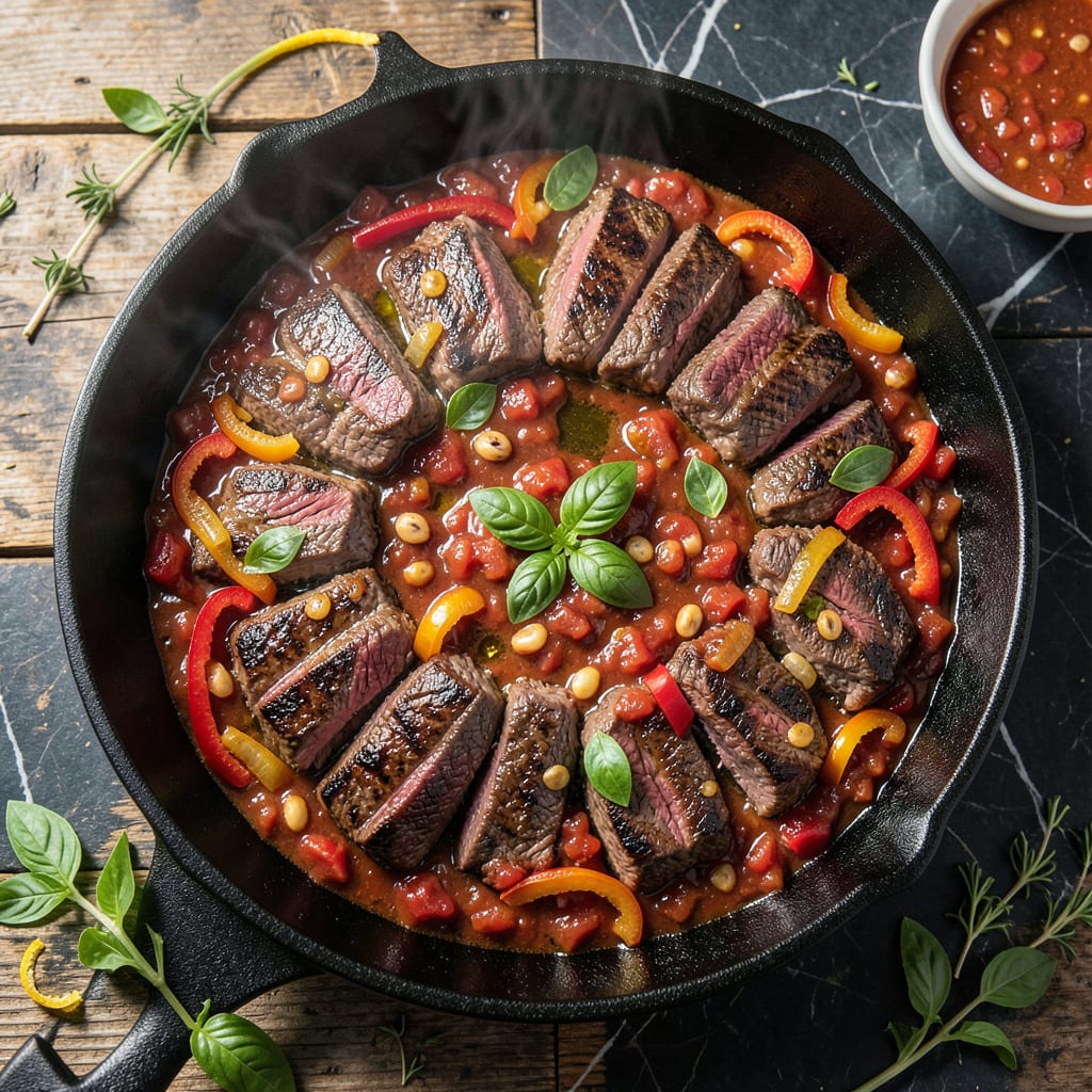 Complete steak pizzaiola recipe pioneer woman overview image