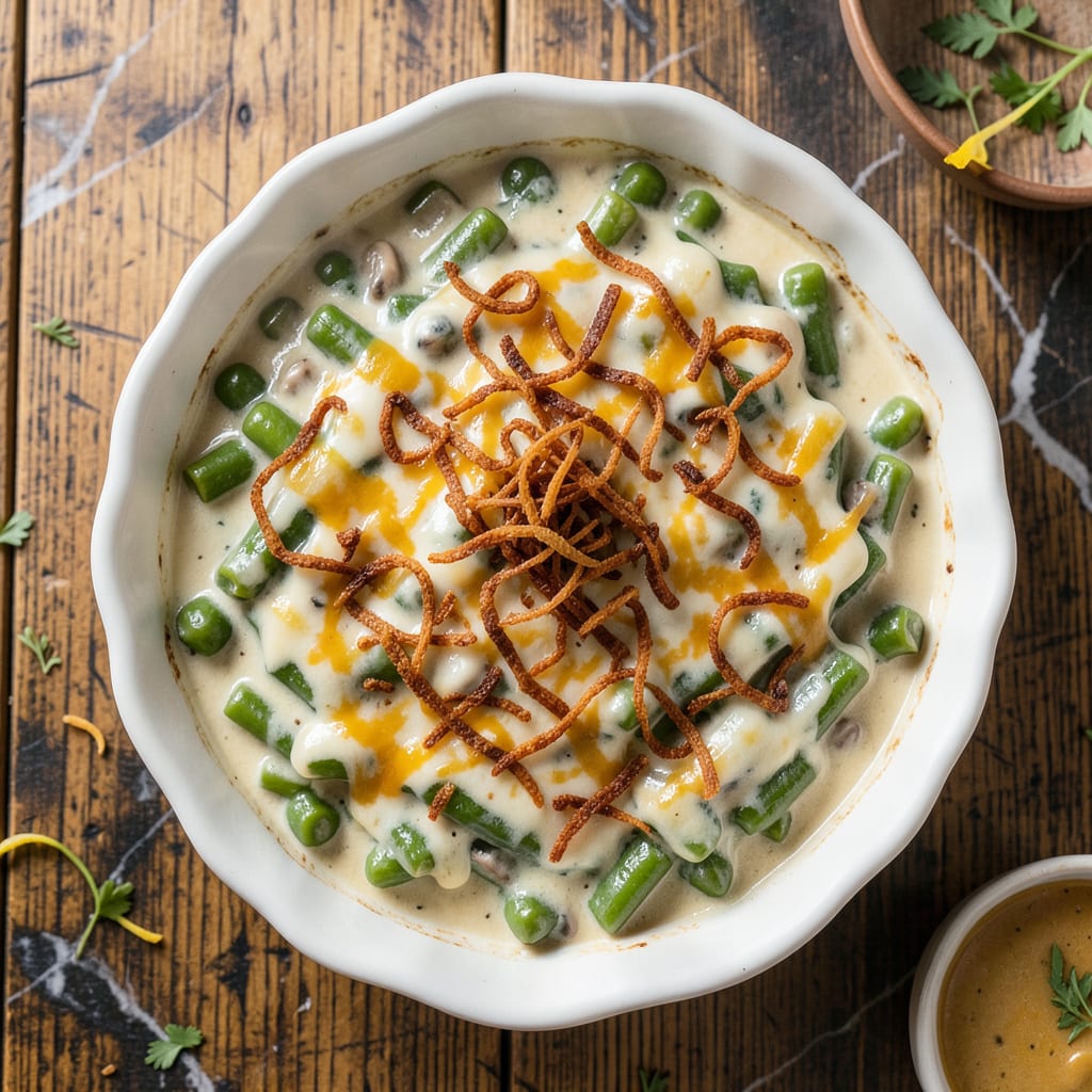 Visual representation of trader joes green bean casserole recipe