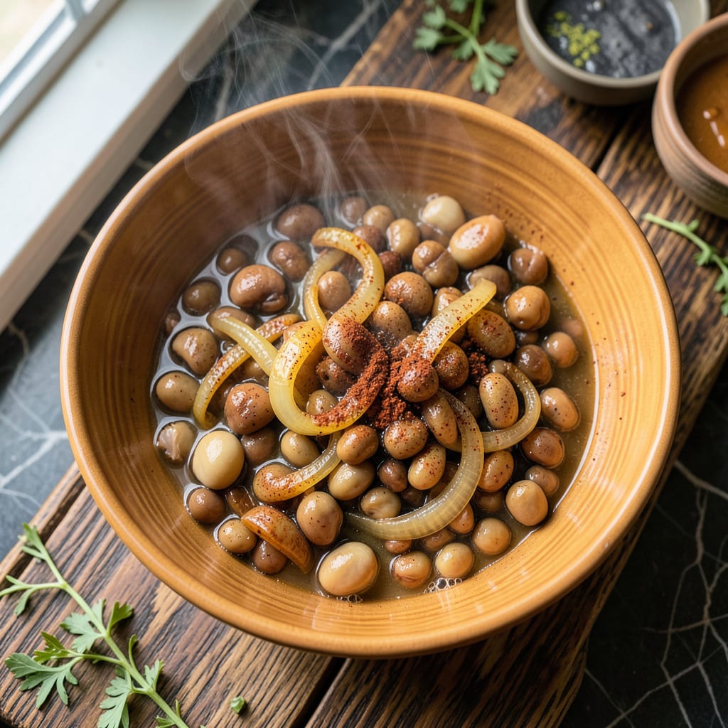 Traditional Southern Conch Peas: Creamy Heirloom Flavor With Smoky Bacon Depth illustration with key details