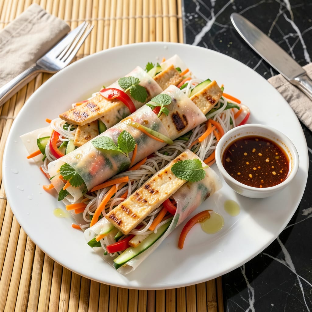 vietnamese rice paper rolls recipe illustration with key details