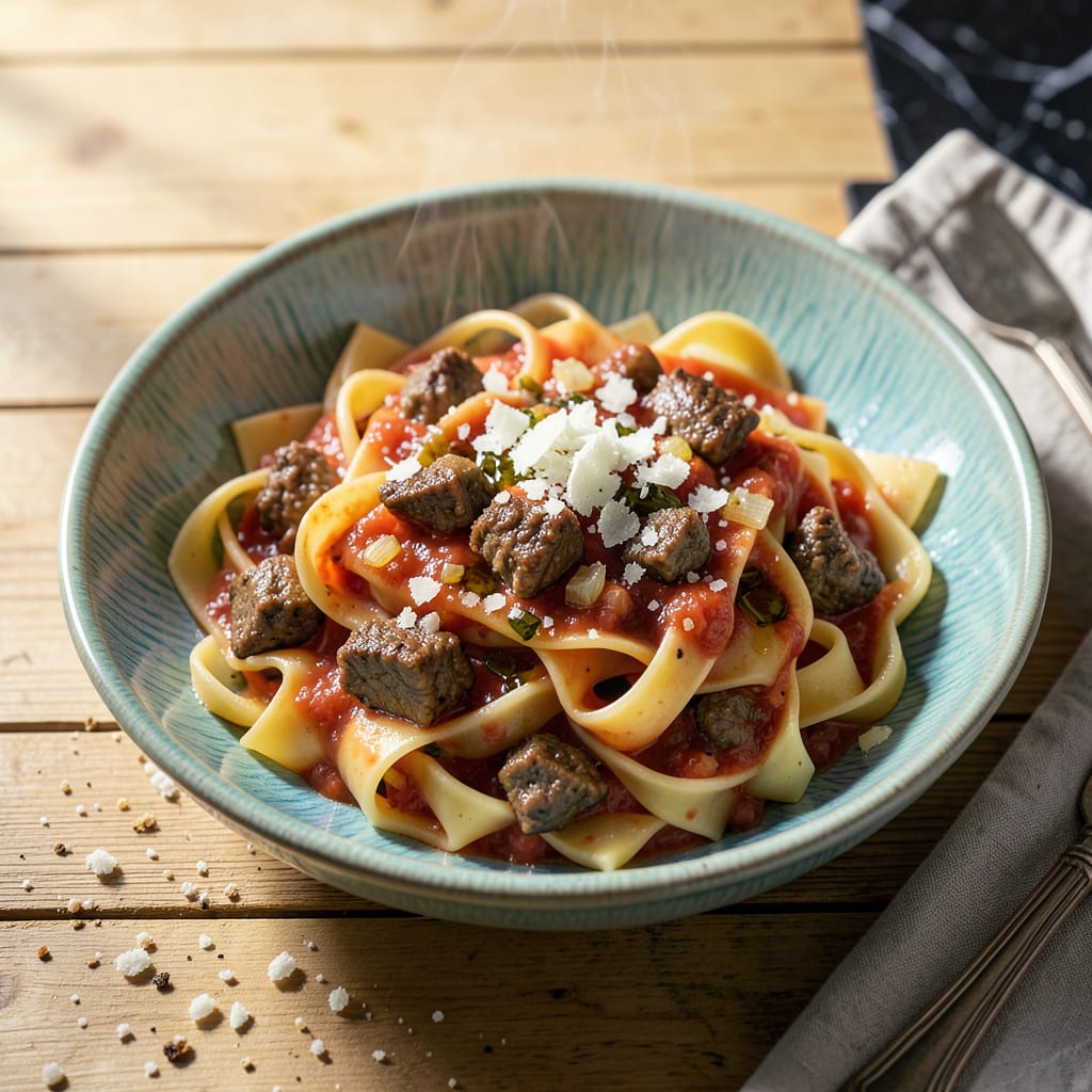Visual representation of Vodka Sauce Recipe With Meat: Rich Tomato Cream Pasta With Hearty Ground Beef
