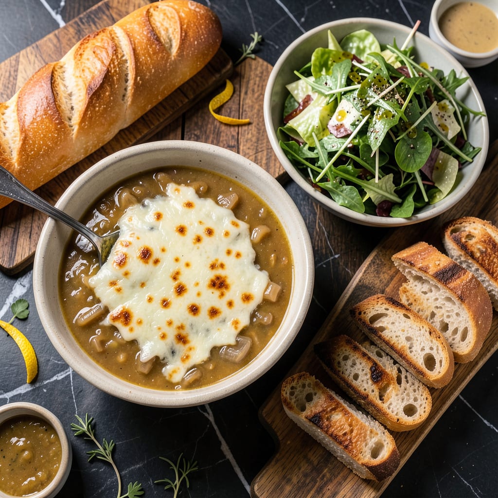 What to Have With French Onion Soup: Perfect Pairings for Cheesy Comfort illustration with key details