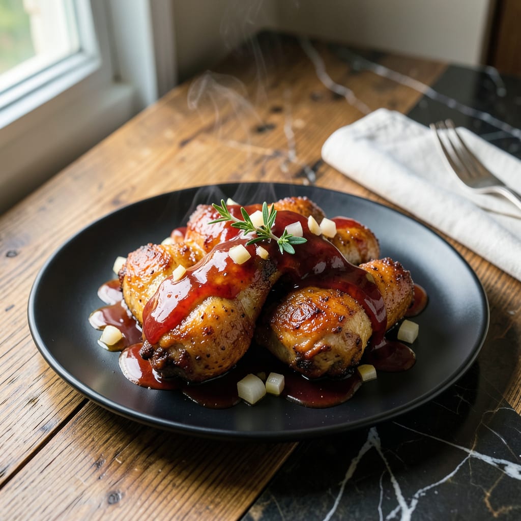 Whiskey Cola Chicken Recipe: Sweet and Smoky Skillet Sensation illustration with key details