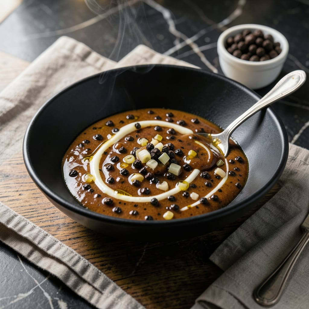 Visual representation of whiskey peppercorn sauce recipe