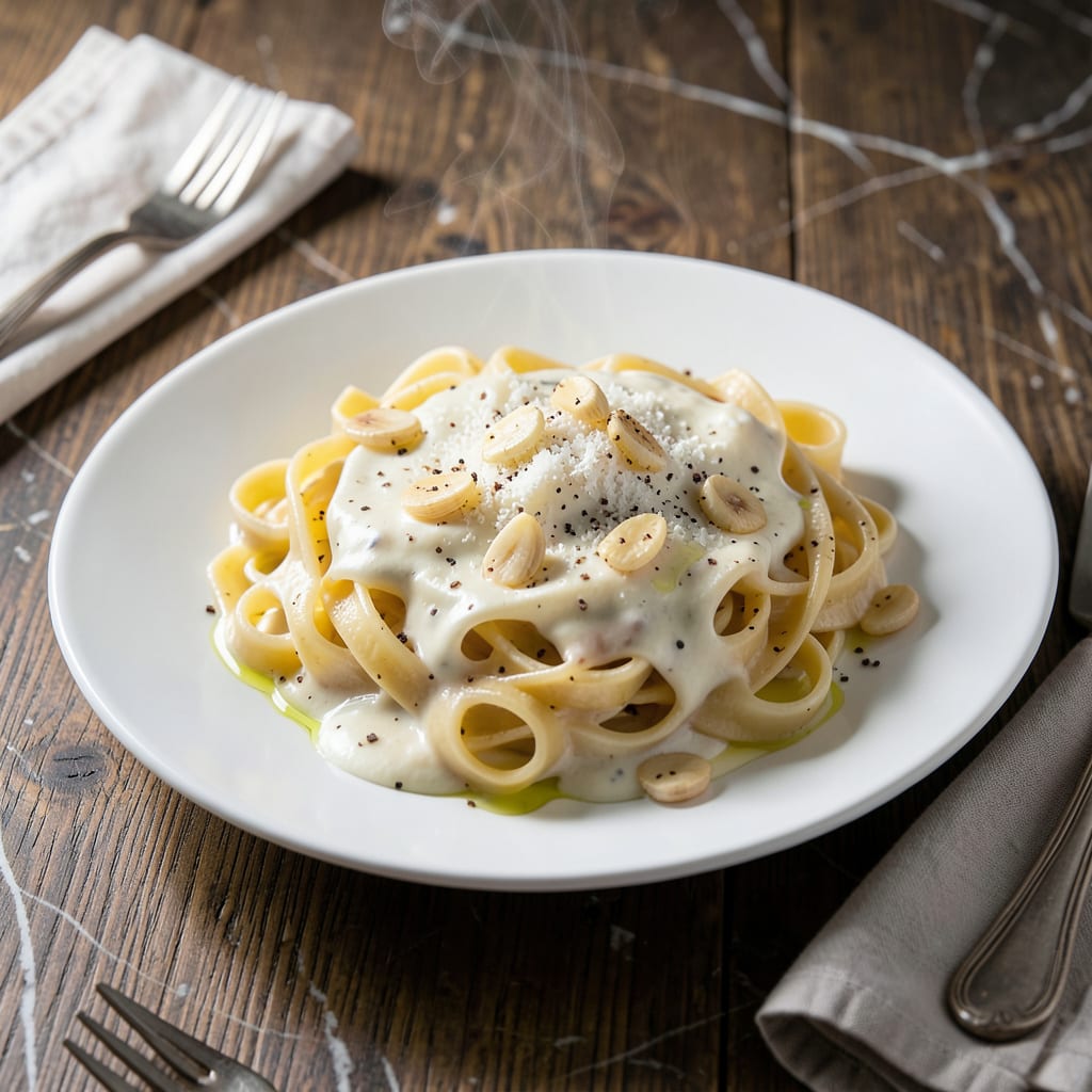 williams sonoma fettuccine alfredo recipe illustration with key details