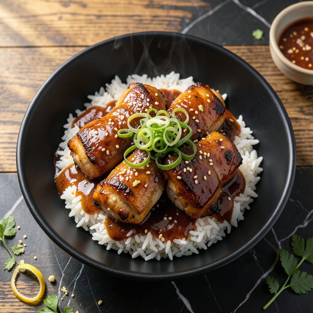 Visual representation of Yoshida's Teriyaki Chicken Recipe: Sweet and Savory Glaze With Grill Marks
