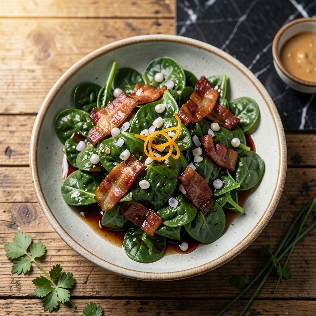 Spinach Salad Recipe Ideas: Bright Greens With Warm Bacon Dressing