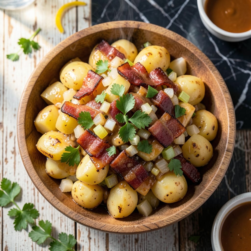 German Potato Salad Recipe No Egg: Vinegar-Based Tang with Crispy Bacon