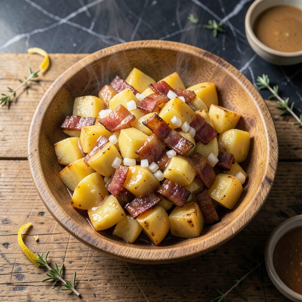 Grandma's German Potato Salad Recipe With Bacon: Warm Vinegar-Based Side With Crispy Bits